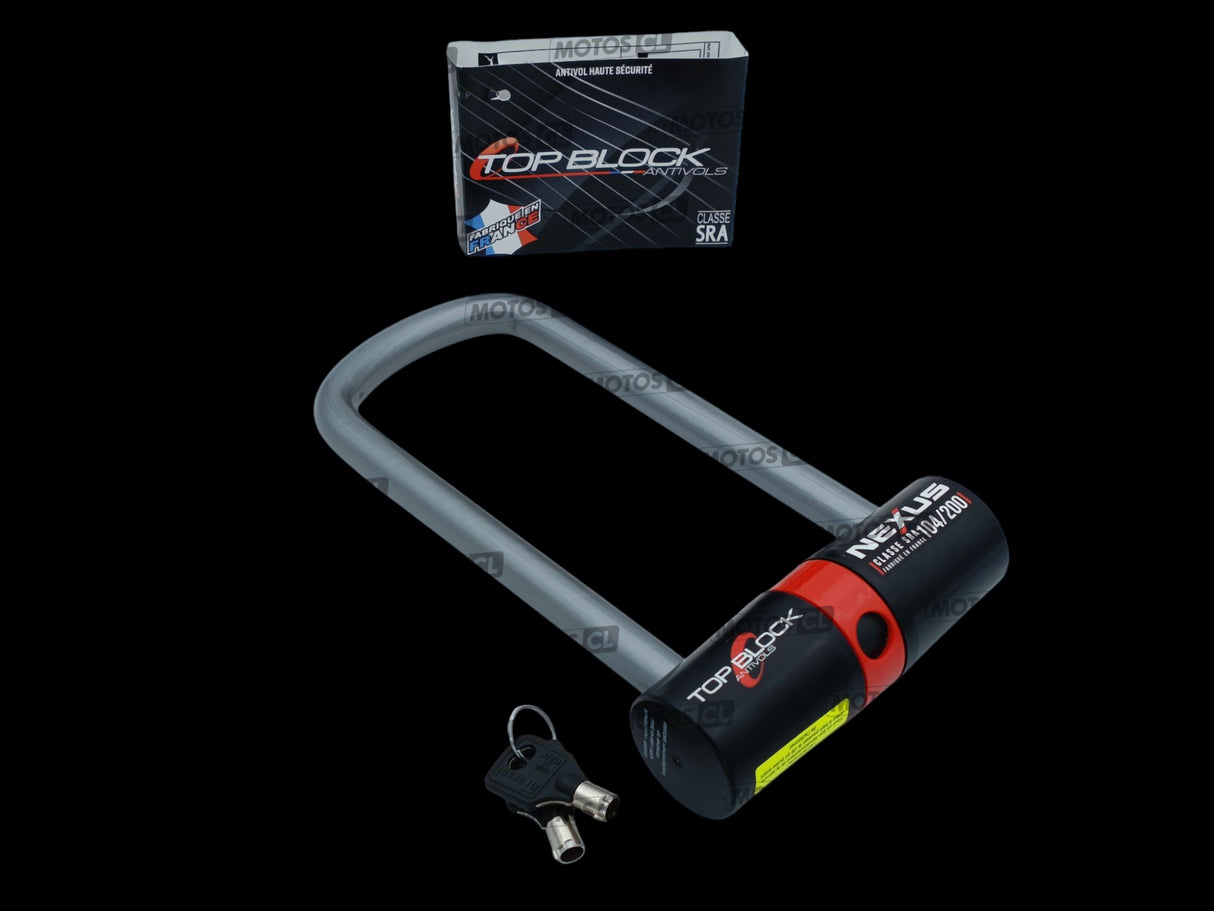ANTIVOL U NEXUS 104/200 Ø16MM UNIVERSEL ET HONDA-KAWASAKI-YAMAHA TOP BLOCK CLASSE SRA + CORDON DE RAPPEL OFFERT / RTNEXUS104/200_V2