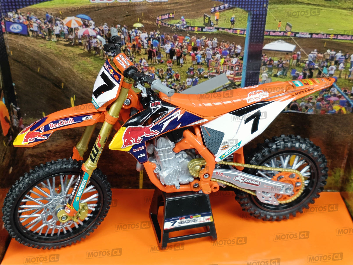 MINIATURE MOTOCROSS KTM 450SX-F FACTORY RACING TEAM 2022 N°7 ARON PLESSINGER 1/12ÈME / RN085-58363