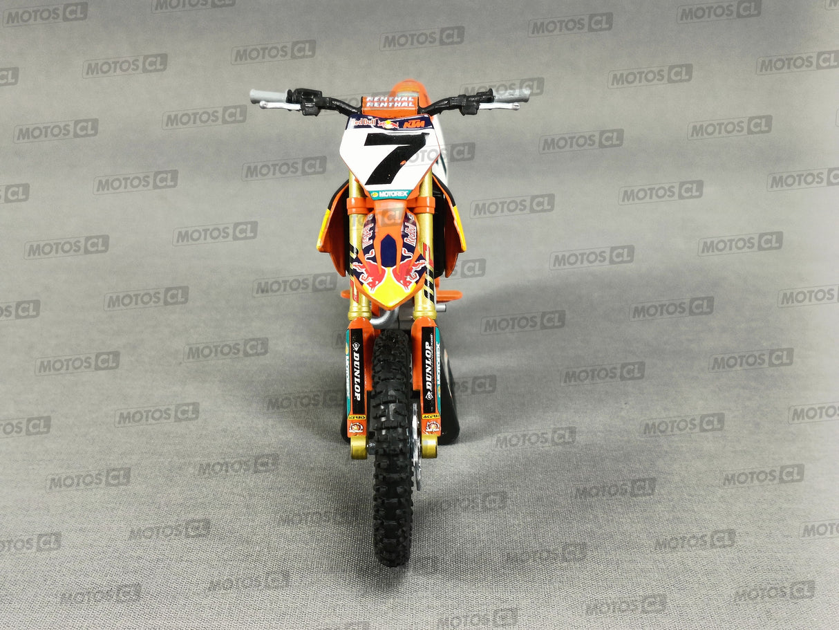 MINIATURE MOTOCROSS KTM 450SX-F FACTORY RACING TEAM 2022 N°7 ARON PLESSINGER 1/12ÈME / RN085-58363