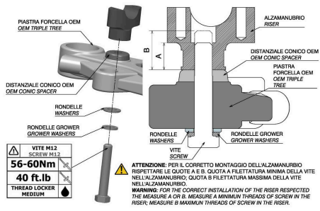 KIT PONTETS RIZOMA GROS DIAMÈTRE 28,6MM HAUTEUR 42MM ALUMINIUM ANODISÉ NOIR HOMOLOGUÉ / RRAZ402B