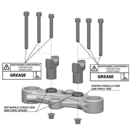 KIT PONTETS RIZOMA GROS DIAMÈTRE 28,6MM HAUTEUR 60MM ALUMINIUM ANODISÉ NOIR HOMOLOGUÉ / RRAZ403B