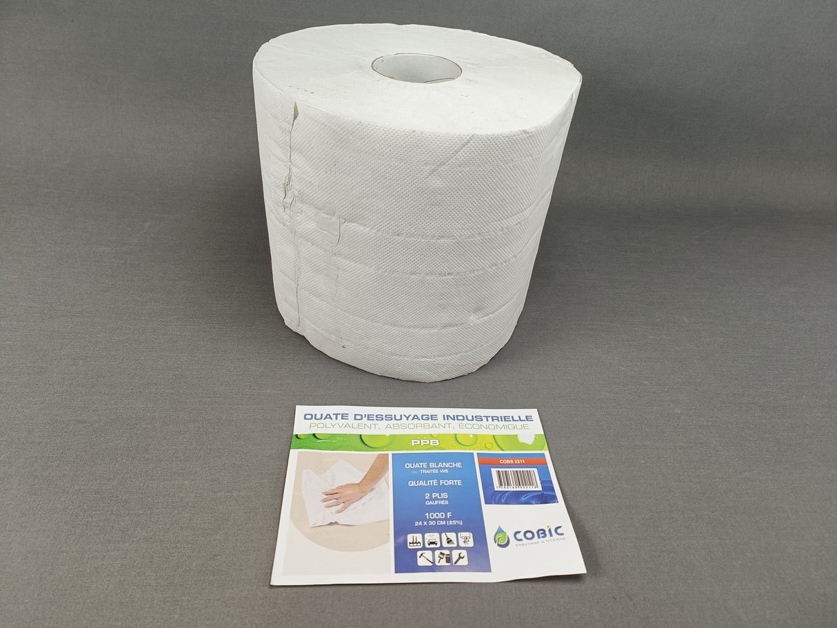 ROULEAU DE PAPIER D'ESSUYAGE INDUSTRIELLE 1000 FEUILLES 24X30CM / RM1211