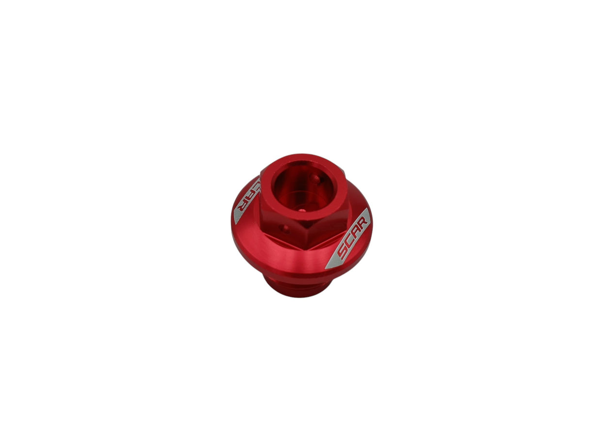 BOUCHON REMPLISSAGE D'HUILE SCAR EN ALUMINIUM ANODISÉ ROUGE HONDA CRF250R 2018 À 2025-CRF250R WE 2025-CRF250RX ENDURO 2019 À 2025-CRF450R 2021 À 2025-CRF450R WE 2024 À 2025-CRF450RX ENDURO 2021 À 2025/ RSOFP200