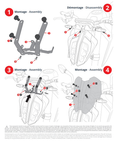 BULLE SPORT KTM 890 DUKE 2020 À 2023 ET 790 DUKE 2018 À 2020 NOIR CLAIR ERMAX / RE0654K1203