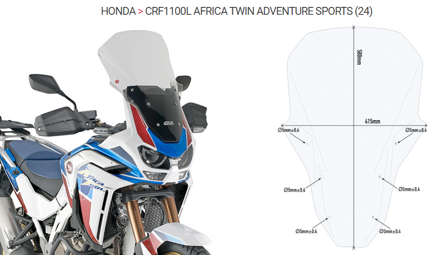 BULLE HAUTE INCOLORE HONDA CRF1100L AFRICA TWIN 2024 ET CRF1100L AFRICA TWIN ADVENTURE SPORTS 2020 À 2024 GIVI / D1178ST