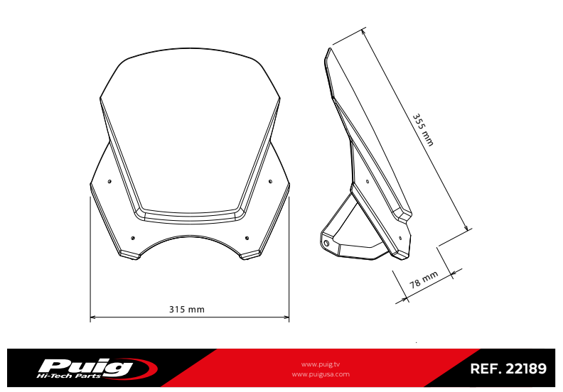 BULLE "SAUTE-VENT" NEW GÉNÉRATION +22,5 CM HUSQVARNA SVARTPILEN 2024 À 2025 FUMÉ NOIR FONCÉ PUIG / RP22189N