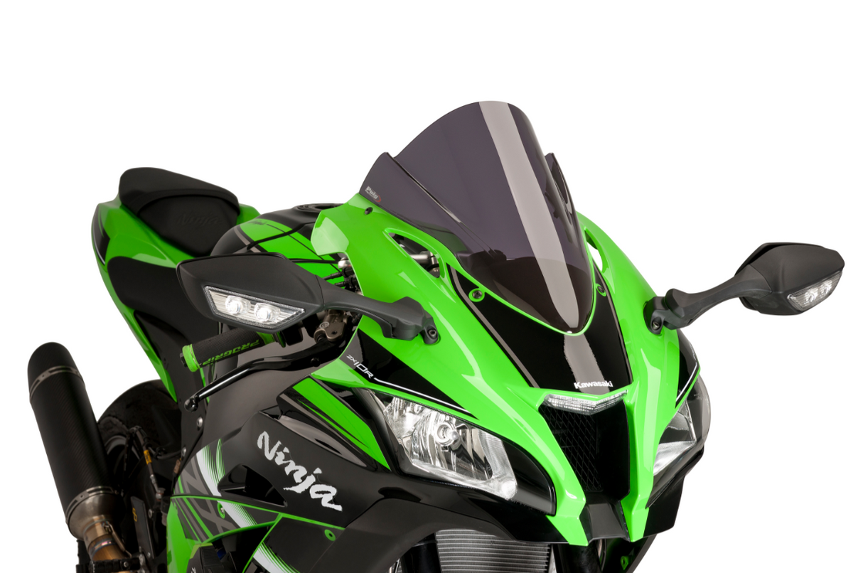 BULLE ZX-10R ET ZX-10RR KAWASAKI 2016-2020 Z-RACING +3CM HOMOLOGUÉ FUMÉ NOIR PUIG / RP8912F