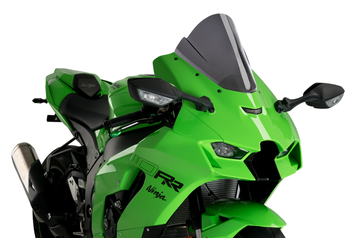 BULLE ZX-10R ET ZX-10RR KAWASAKI 2021-2024 Z-RACING +3,5CM HOMOLOGUÉ FUMÉ NOIR PUIG / RP20541F