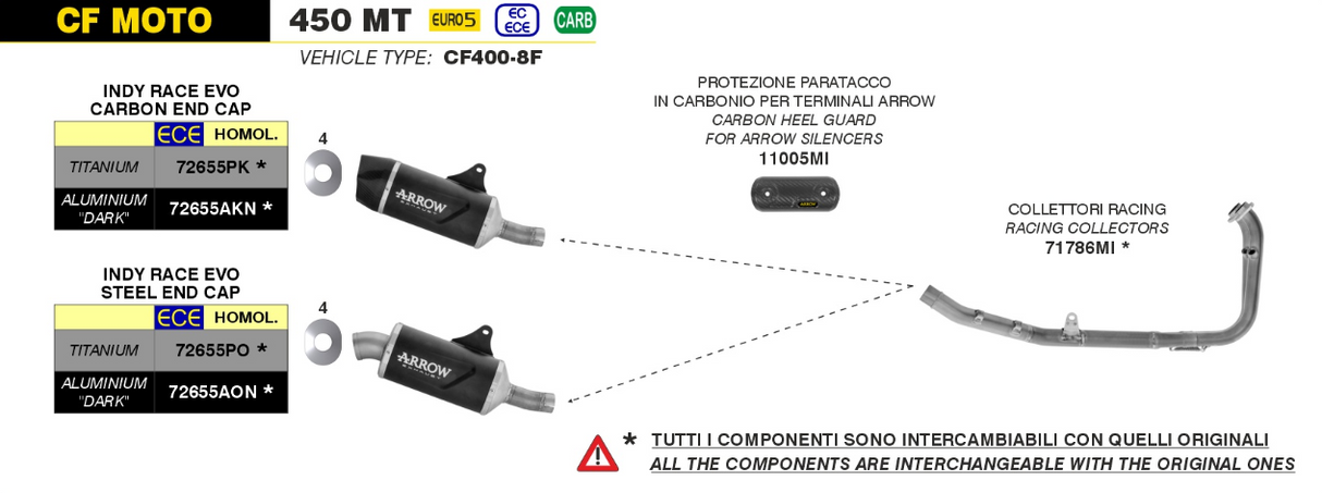 COLLECTEUR ARROW RACING INOX 450 MT 2024 CF MOTO / RA71786MI