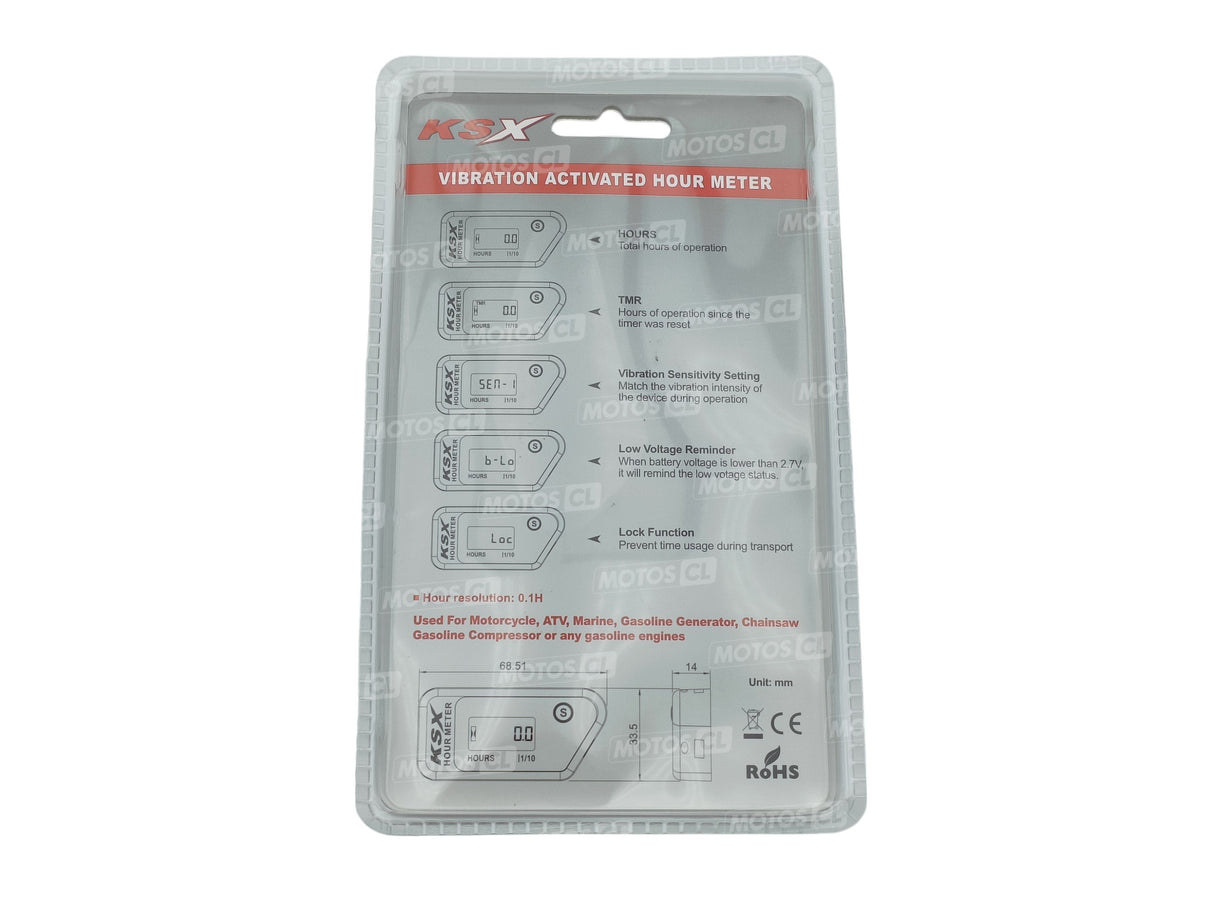 COMPTEUR D'HEURES MOTOS ET TOUT AUTRE MOTEUR À ESSENCE ÉTANCHE UNIVERSEL KSX / RKKSBSC6