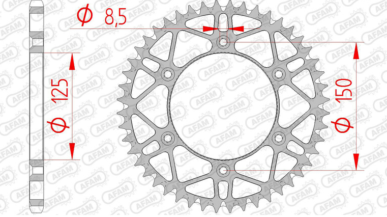 COURONNE AFAM ACIER SLK+ ANTI-BOUE 520 OFF ROAD 52 DENTS CF MOTO-GAS GAS-HONDA-HUSABERG-HUSQVARNA-KTM-STARK FUTURE-TRIUMPH / RA71304SLK+52