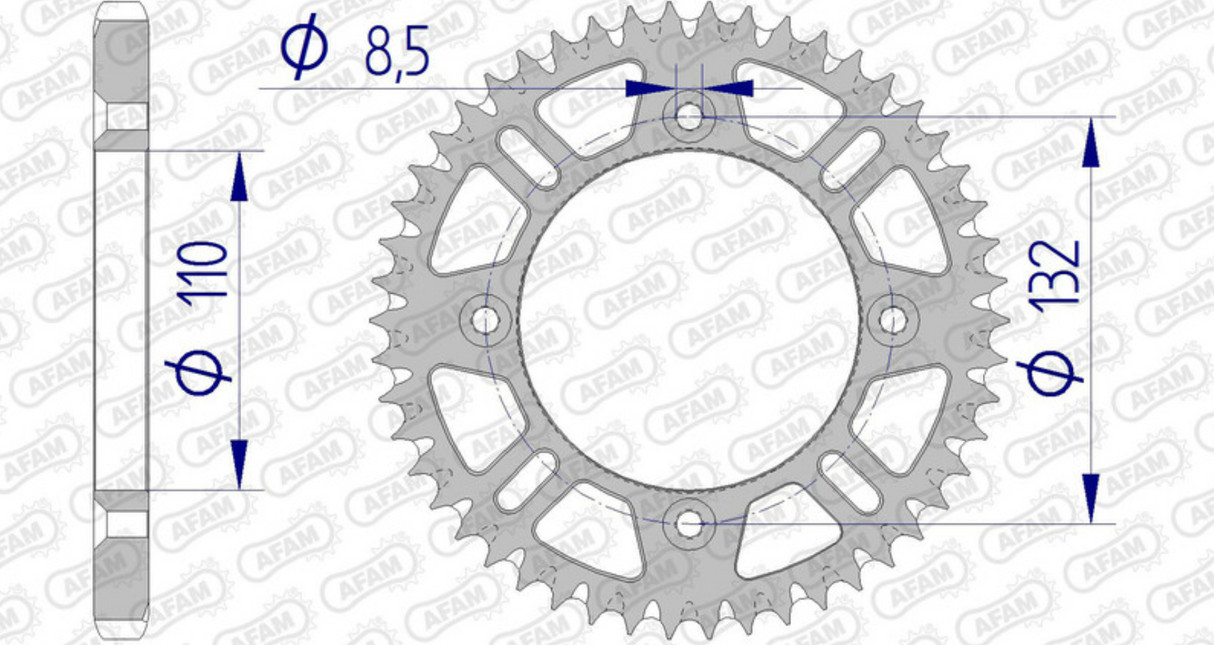 COURONNE AFAM ALU ANTI-BOUE 428 OFF ROAD 49 DENTS GASGAS TC85 -HUSQVARNA TC65-TC85 - KTM SX85-SX105 / RA72102+49
