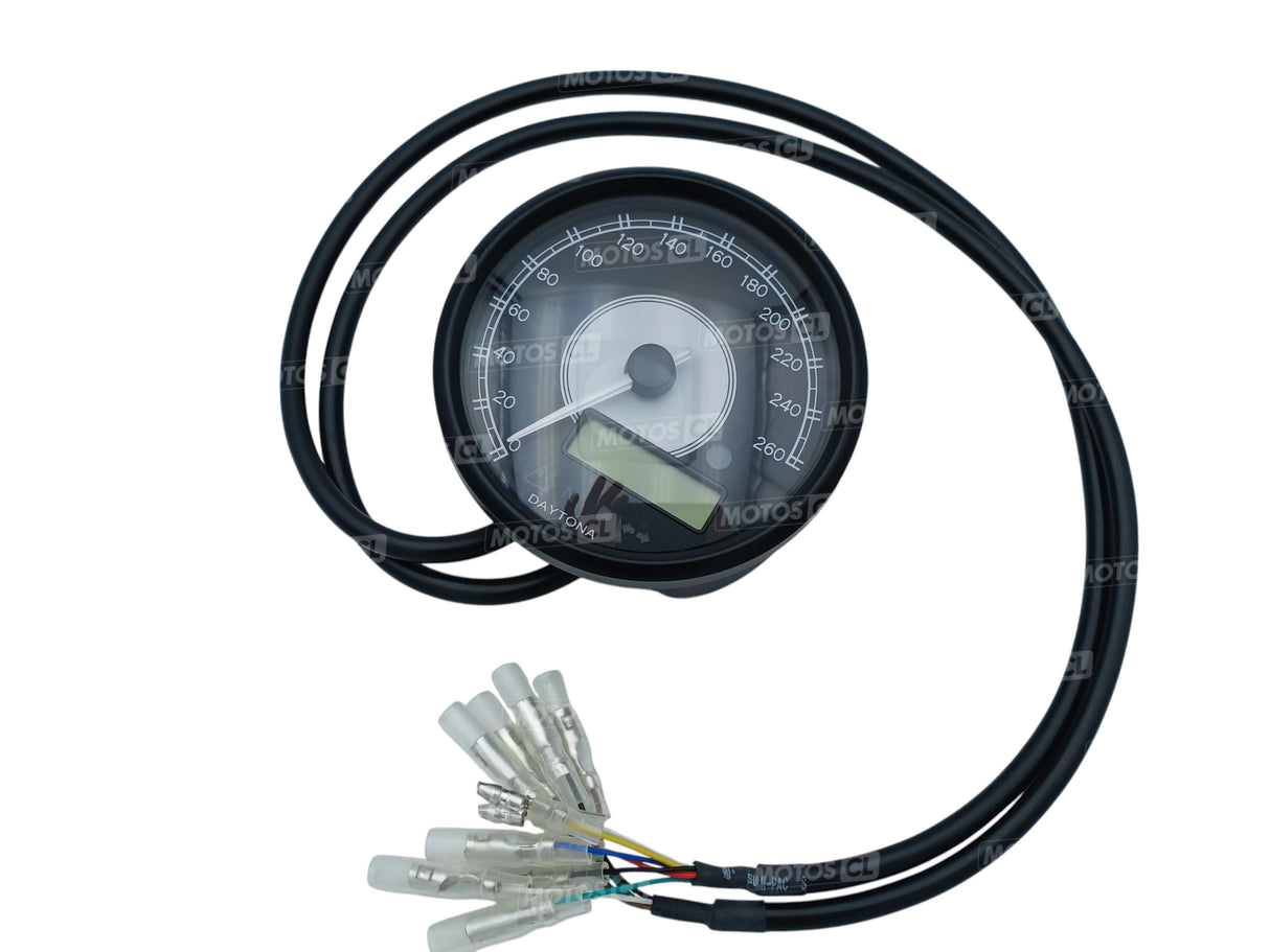 COMPTEUR DE VITESSE ET COMPTE TOURS VÉLONA Ø80MM A LED BLEUE 260KMH CUVELAGE NOIR DAYTONA / 87791