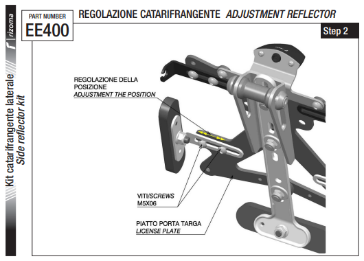 KIT CATADIOPTRE LATÉRAL POUR SUPPORT DE PLAQUE RIZOMA / RREE400H