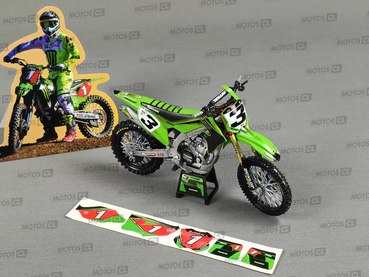 MINIATURE MOTOCROSS  KAWASAKI KXF450 N°3 ELI TOMAC 1/12ÈME / RN085-58113