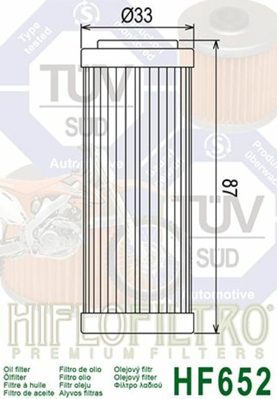 FILTRE À HUILE HIFLOFILTRO HF652 KTM / RHHF652