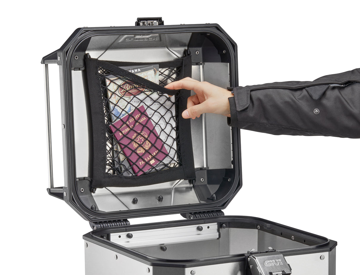 FILET ÉLASTIQUE INTÉRIEUR AVEC POCHE À FIXER SOUS LE COUVERCLE POUR TOP CASE ALU GIVI TREKKER OUTBACK EVO 42 / RGE243