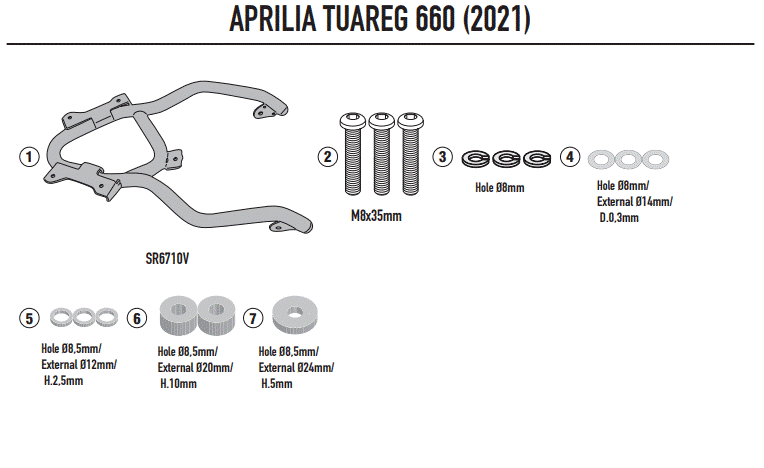SUPPORT TOP CASE GIVI TUAREG 660 2021 À 2024 APRILIA / RGSR6710