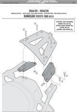 SUPPORT TOP CASE ALU ANODISÉ GRIS GIVI MONOKEY KAWASAKI VERSYS 1000-VERSYS 1000 SE-VERSYS 1100 / RGSRA4105