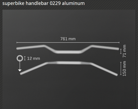 GUIDON ABM SUPERBIKE 0229 DIAMÈTRE 22MM ALUMINIUM ANODISÉ NOIR HOMOLOGUÉ / RA100767-F15