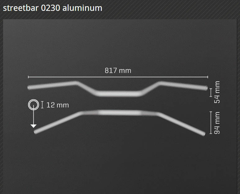 GUIDON ABM STREETBAR 0230 DIAMÈTRE 22MM ALUMINIUM ANODISÉ BROSSÉ / 100765-F11