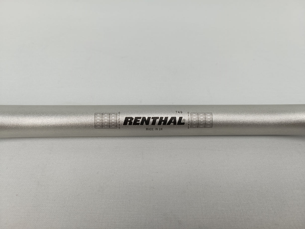 GUIDON RENTHAL 749 ROAD WIDE DIAMÈTRE 22MM ALUMINIUM ANODISÉ LOGO NOIR / 749-02-SI