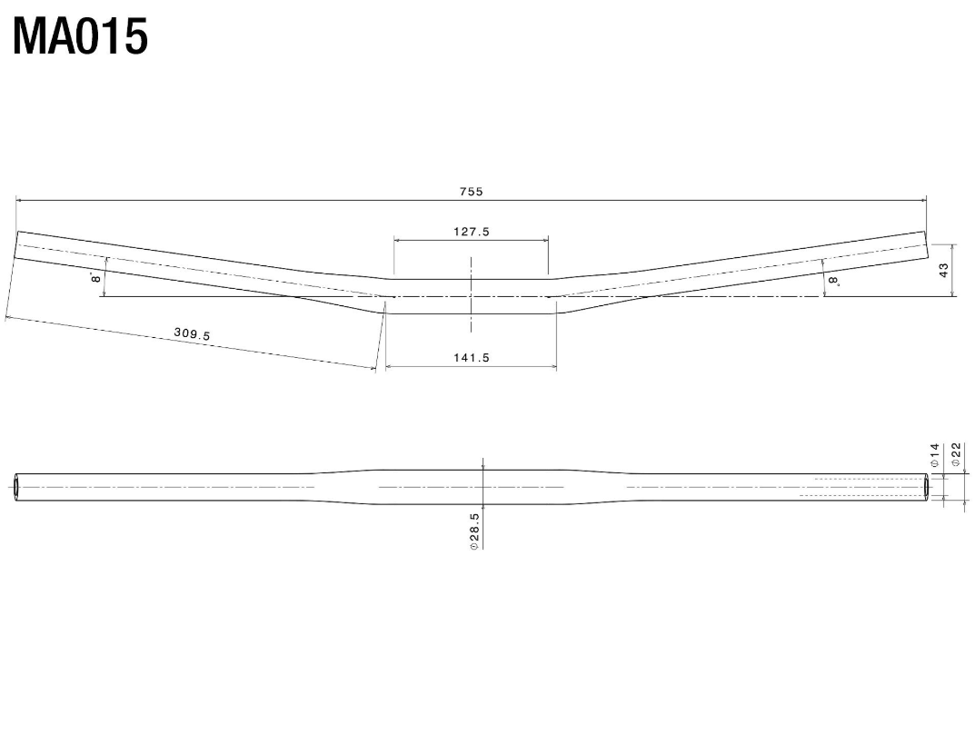 GUIDON RIZOMA DRAG BAR GROS DIAMÈTRE 22-28,6MM ALUMINIUM ANODISÉ NOIR HOMOLOGUÉ / RRMA015B