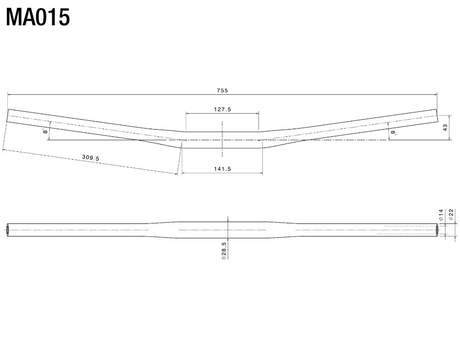 GUIDON RIZOMA DRAG BAR GROS DIAMÈTRE 22-28,6MM ALUMINIUM ANODISÉ NOIR HOMOLOGUÉ / RRMA015B