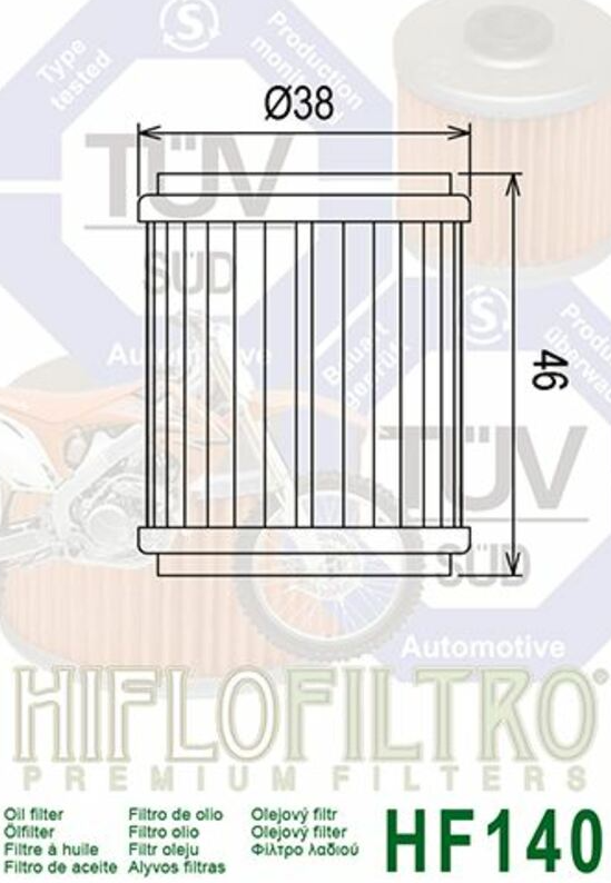 FILTRE À HUILE HIFLOFILTRO HF140 HUSQVARNA-YAMAHA / RHHF140