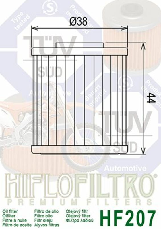 FILTRE À HUILE HIFLOFILTRO HF207 BETAMOTOR-KAWASAKI-SUZUKI / RHHF207