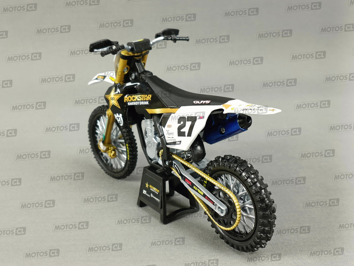 MINIATURE MOTOCROSS HUSQVARNA FC450 ROCKSTAR N°27 MALCOM STEWART 1/12ÈME / RN085-58403