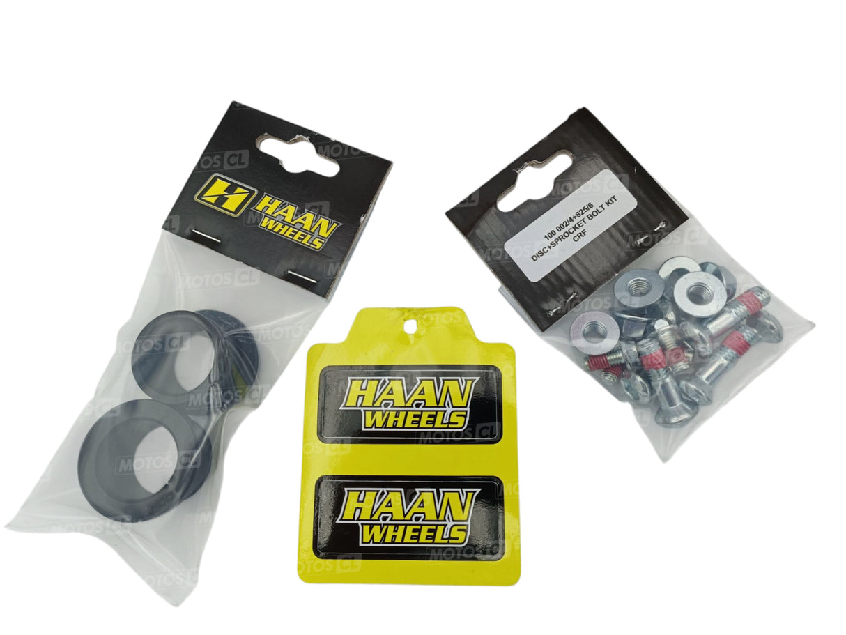 ROUE ARRIÈRE COMPLÈTE CRF250R HONDA 2024 À 2026 HANN WHEELS MOYEU ANODISÉ ROUGE ET CERCLAGE EXCEL RENFORCÉ A60 ANODISÉ NOIR 19X1.85 X36TROUS / RH1 16215/11/6/1/1