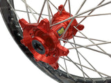 ROUE ARRIÈRE COMPLÈTE CRF250R HONDA 2024 À 2026 HANN WHEELS MOYEU ANODISÉ ROUGE ET CERCLAGE EXCEL RENFORCÉ A60 ANODISÉ NOIR 19X1.85 X36TROUS / RH1 16215/11/6/1/1