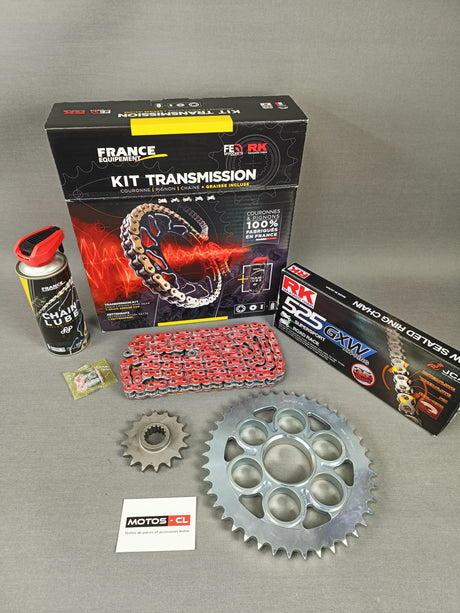 KIT CHAINE 16X41 AVEC CHAINE RK ROUGE ULTRA RENFORCÉE PANIGALE V4 et V4S DUCATI 2018-2021 FRANCE ÉQUIPEMENT / 179750.172