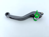 LEVIER D'EMBRAYAGE PUIG 2.0 EN ALUMINIUM TAILLÉ MASSE COURT NOIR-VERT MONTE SUR ADAPTATEUR PUIG / RP280NV
