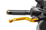 LEVIER DE FREIN PUIG 2.0 EN ALUMINIUM TAILLÉ MASSE LONG ARTICULÉ OR-NOIR MONTE SUR ADAPTATEUR PUIG / RP160ON