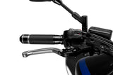 LEVIER DE FREIN PUIG 3.0 EN ALUMINIUM TAILLÉ MASSE LONG RABATTABLE ALU-NOIR MONTE SUR ADAPTATEUR PUIG / RP110PN