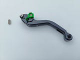 LEVIER D'EMBRAYAGE PUIG 2.0 EN ALUMINIUM TAILLÉ MASSE COURT NOIR-VERT MONTE SUR ADAPTATEUR PUIG / RP280NV