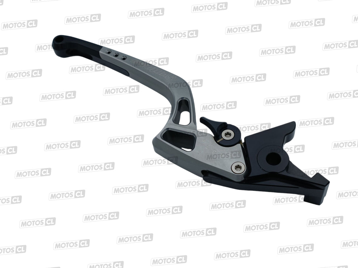 LEVIER DE FREIN SYNTO EVO ABM (BH14) EN ALUMINIUM USINÉ CNC LONG GRIS TITANE RÉGLABLE HOMOLOGUÉ BUELL-KAWASAKI-MZ-SUZUKI-TRIUMPH-YAMAHA / RA100923-H19-V15