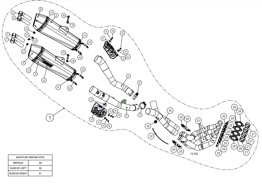 RÉDUCTEUR DE BRUIT AKRAPOVIC POUR SILENCIEUX ZZR1400 KAWASAKI / RAV-TUV120