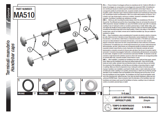 EMBOUTS DE GUIDON NOIR BMW CE04-K1300R-K1200R-S1000RR-KAWASAKI ER6F-ER6N-NINJA 300-ZX6R-ZX4R-ZX4RR-VERSYS 1000-Z1000-Z1000SX-Z300-Z750-Z750R-Z800-Z900-Z900RS-YAMAHA TRACER 900-TRACER 900GT RIZOMA / MA510B