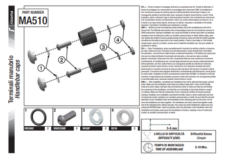 EMBOUTS DE GUIDON NOIR BMW CE04-K1300R-K1200R-S1000RR-KAWASAKI ER6F-ER6N-NINJA 300-ZX6R-ZX4R-ZX4RR-VERSYS 1000-Z1000-Z1000SX-Z300-Z750-Z750R-Z800-Z900-Z900RS-YAMAHA TRACER 900-TRACER 900GT RIZOMA / MA510B