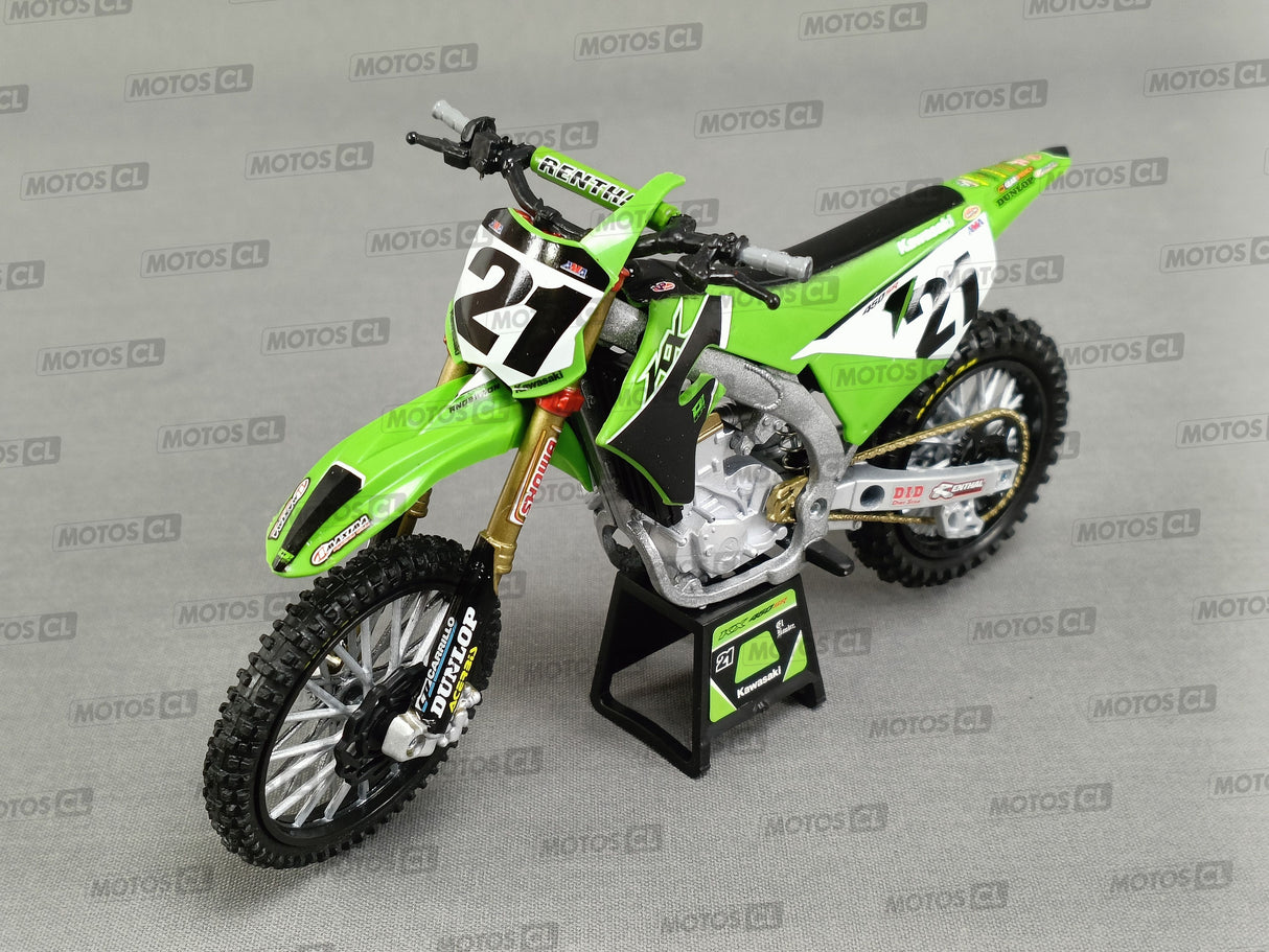 MINIATURE MOTOCROSS KAWASAKI KXF 450 N°21 JASON ANDERSON 1/12ÈME / RN085-58413