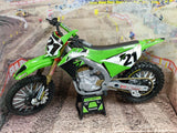 MINIATURE MOTOCROSS KAWASAKI KXF 450 N°21 JASON ANDERSON 1/12ÈME / RN085-58413