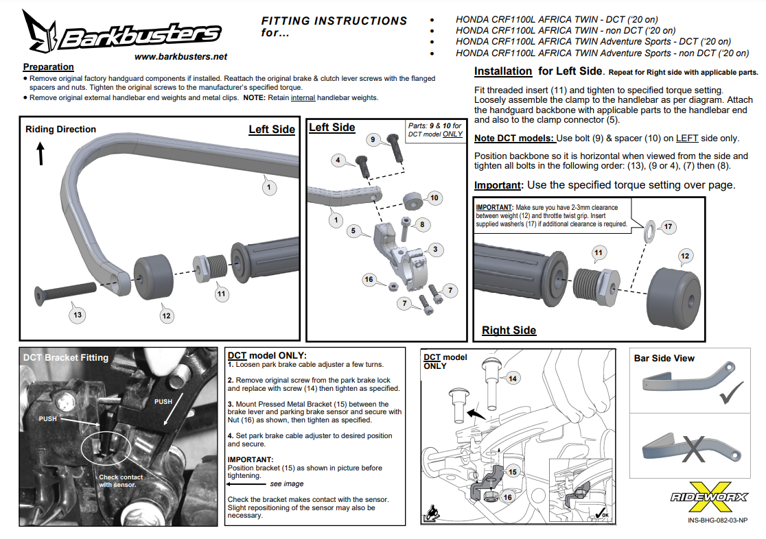 KIT DE MONTAGE PROTÈGE-MAINS BARKBUSTERS AFRICA TWIN CRF1100L-ADVENTURE HONDA / BHG-082-02-NP