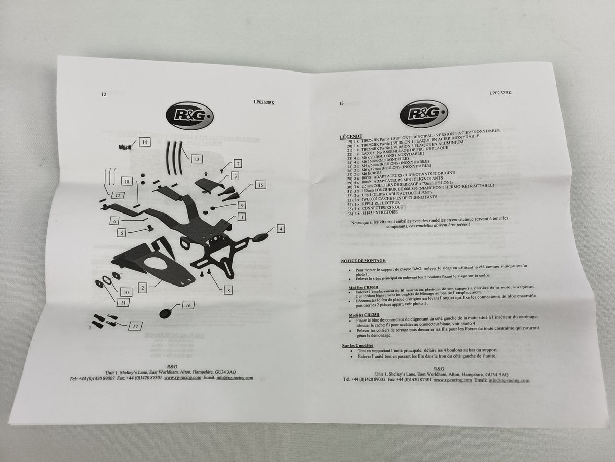 SUPPORT DE PLAQUE HONDA CB125R NÉO SPORT CAFÉ 2018 À 2024 ET CB300R NÉO SPORT CAFÉ 2018 À 2024 + 2024 R&G RACING / RRLP0252BK