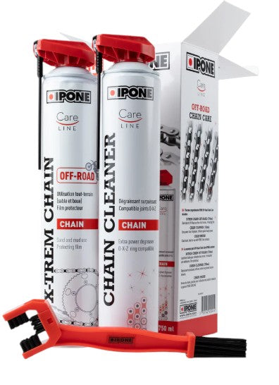 PACK CHAÎNE TOUT-TERRAIN IPONE X-TREM CHAIN OFF ROAD 750ML + CHAIN CLEANNER 750ML + BROSSE OFFERTE / RI800737