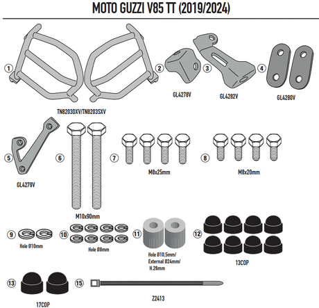 PARE-CARTERS GIVI POUR V85TT 2019 À 2024 MOTO GUZZI / RGTN8203