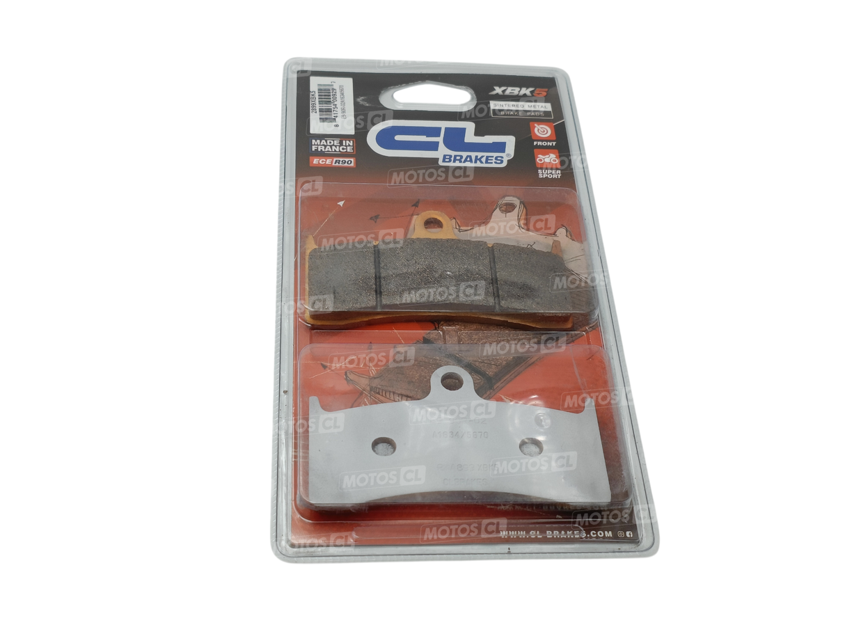 PLAQUETTES DE FREIN AVANT CL BRAKES MÉTAL FRITTÉ SPORT BUELL-KAWASAKI-MV AGUSTA ET ÉTRIER 6 PISTONS NISSIN Ø30-25-22MM AXIAL ENTRAXE 90MM / RN2899SBK5