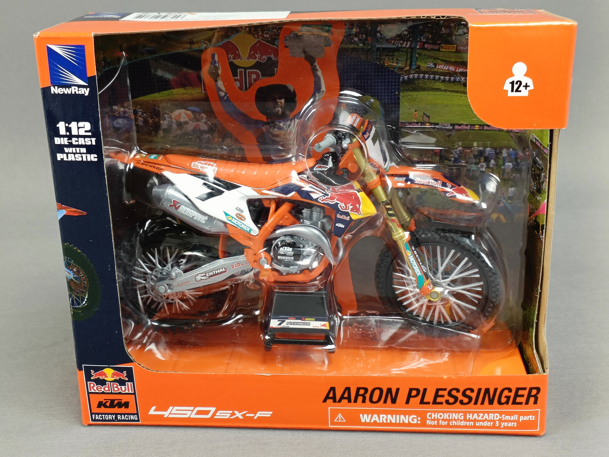 MINIATURE MOTOCROSS KTM 450SX-F FACTORY RACING TEAM 2022 N°7 ARON PLESSINGER 1/12ÈME / RN085-58363